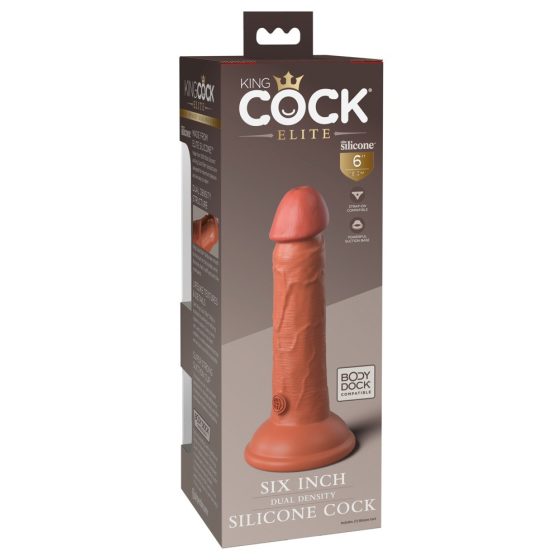 King Cock Elite 6 - připínací, realistické dildo (15 cm) - tmavé