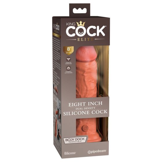 King Cock Elite 8 - připínací, realistické dildo (20 cm) - tmavě přírodní