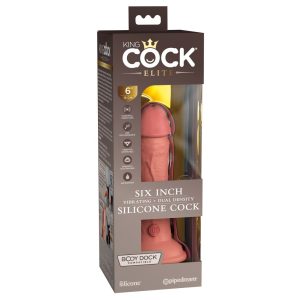 King Cock Elite 6 - připínací, realistický vibrátor (15 cm) - přírodní