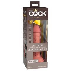   King Cock Elite 6 - připínací, realistický vibrátor (15 cm) - přírodní