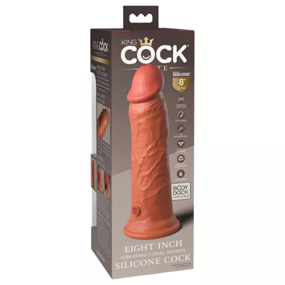 King Cock Elite 8 - realistický vibrátor 20 cm - tmavý odstín