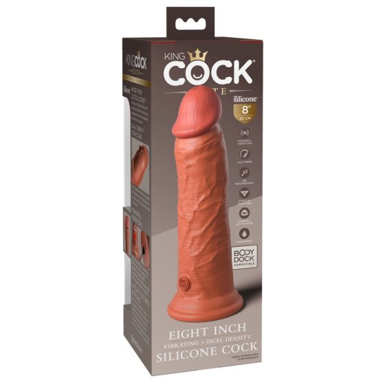 King Cock Elite 8 - připínací, realistické dildo (20 cm) - tmavě přírodní