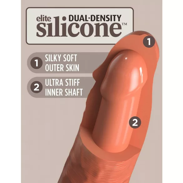 King Cock Elite 8 - realistický vibrátor 20 cm - tmavý odstín