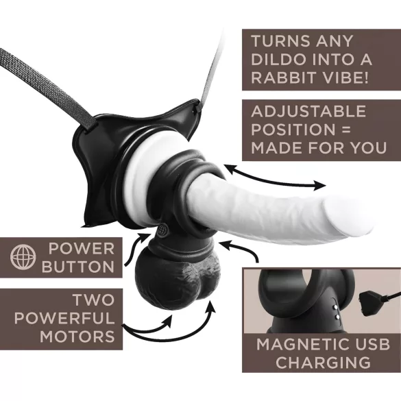 King Cock Crown Jewels - vibrační erekční kroužek (černá)