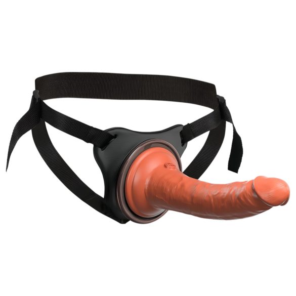 King Cock Elite Comfy - připínací dildo s harnesem (tmavé tělové)
