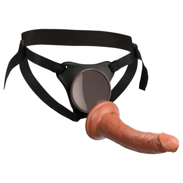 King Cock Elite Comfy - připínací dildo s harnesem (tmavé tělové)