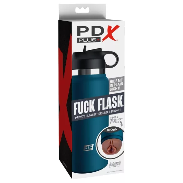 PDX - Fuck Flask Private Pleaser - umělá vagína v lahvi (modro-hnědá)