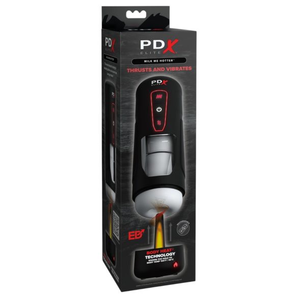 PDX Elite Milk Me Hotter - vyhřívaný masturbátor - černý