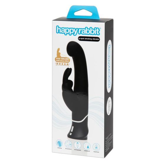Happyrabbit G-spot - vodotěsný vibrátor na baterie s hůlkou (černý)