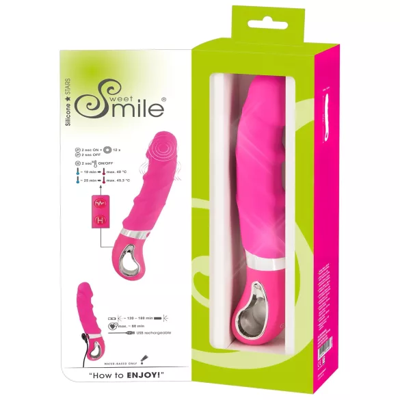 SMILE Soft - vibrátor s ohřevem a akumulátorem - silikon růžový