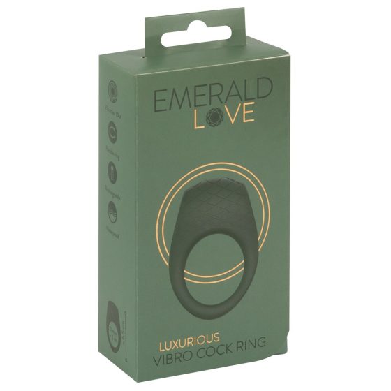 Emerald Love - dobíjecí, vodotěsný vibrační kroužek na penis (zelený)