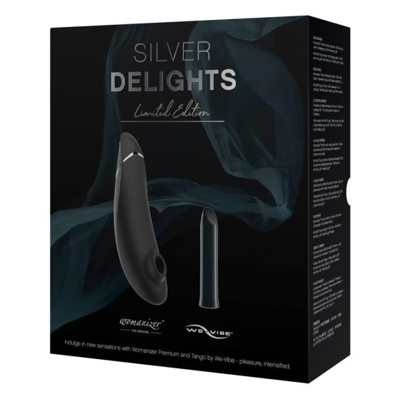 Womanizer Silver Delights - sada vibrátorů na klitoris se vzduchovou vlnou (černá)
