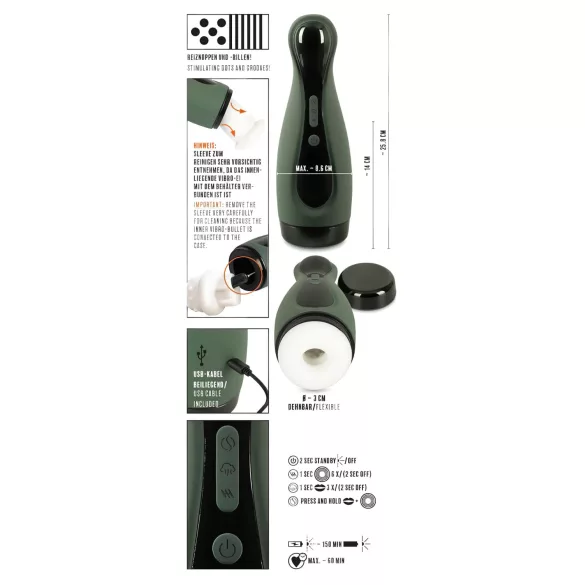 Rebel - masturbátor sání a vibrace - dobíjecí