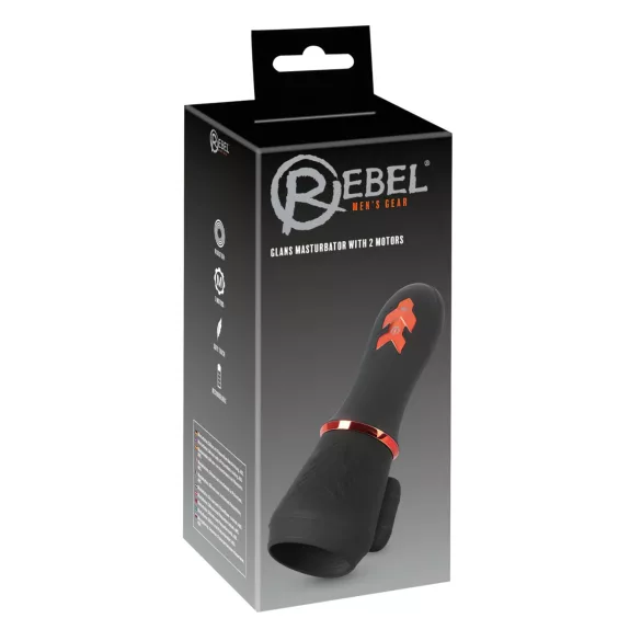Rebel - vibrační masturbátor žaludu - akumulátor, 2 motory - černý