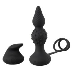   Rebel 2v1 - dobíjecí rádiem řízený anální vibrátor s kroužkem na penis (černý)