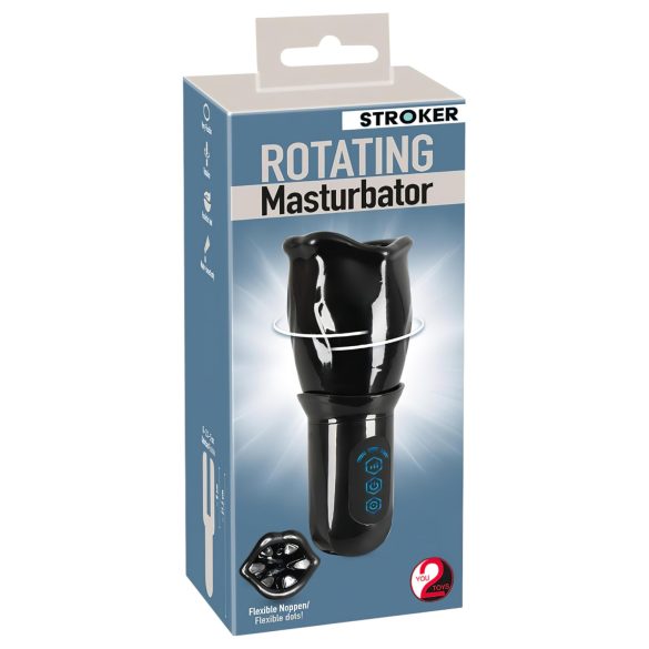 STROKER Rotating - dobíjecí, rotační ústní masturbátor (černý)