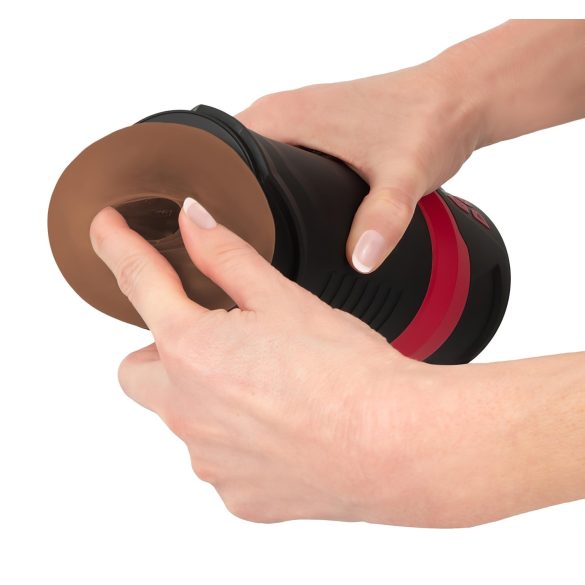 WYNE 04 - akumulátorový vibrační-sací masturbátor (hnědý)