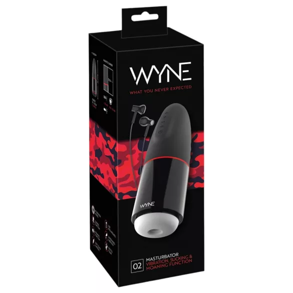 WYNE 02 - masturbátor pro muže - vibrační a sání - akumulátor - černobílý