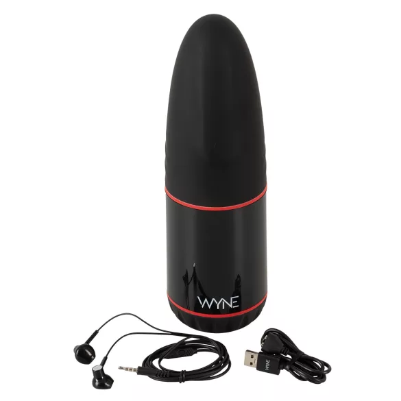 WYNE 02 - masturbátor pro muže - vibrační a sání - akumulátor - černobílý