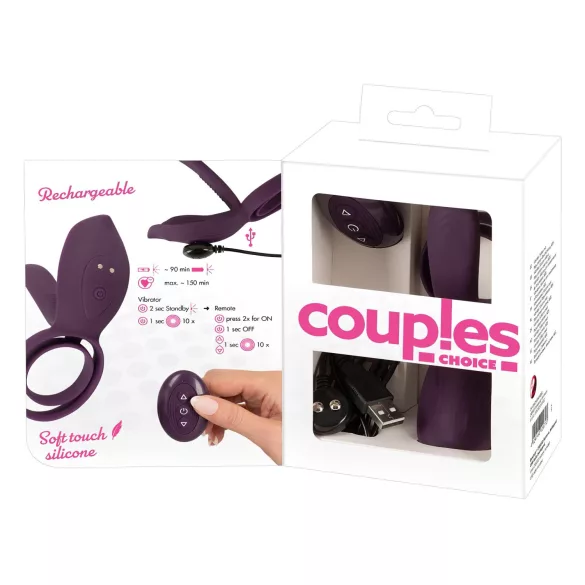 Couples Choice - vibrační erekční kroužek pro páry - dobíjecí, fialový