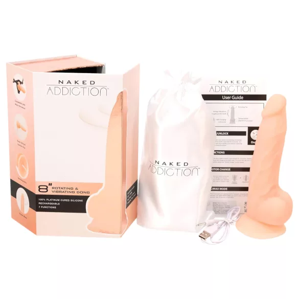 Naked Addiction - rotační vibrátor - 20 cm - realistický tělový