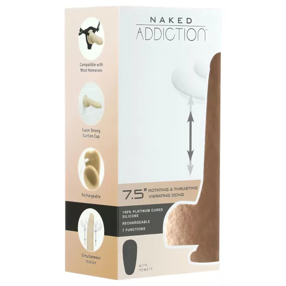 Naked Addiction - Thrusting vibrátor s pohybem - silikon 19 cm - tělová barva
