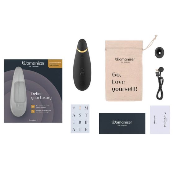 Womanizer Premium 2 - nabíjecí, vodotěsný stimulátor klitorisu (černý)