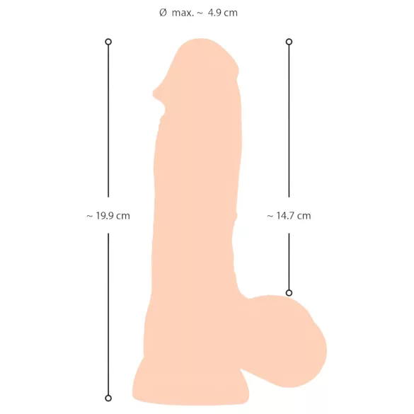 Nature Skin - realistické dildo s kůží - 20 cm - tělová barva
