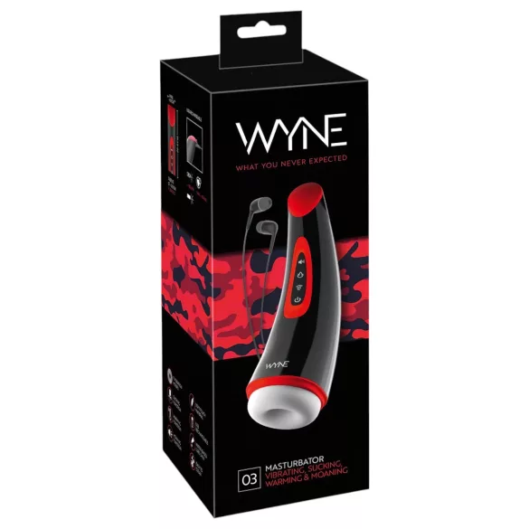 WYNE 03 - masturbátor s vibrací a sáním - akumulátor - černý