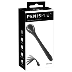   Penis Plug - vibrační dilatátor na penis - akumulátor - černý - 1 cm