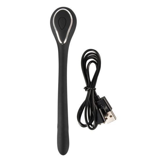 Penis Plug Dilator - dobíjecí uretrální vibrátor (0,6-1,1cm) - černý