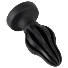   ANOS - super měkké, žebrované anální dildo - 5 cm (černé)