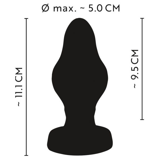 ANOS - super měkké, žebrované anální dildo - 5 cm (černé)