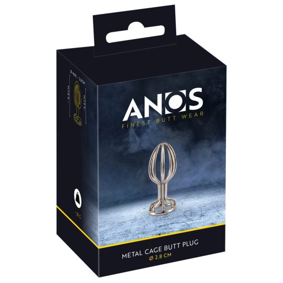 ANOS Metal (2,8 cm) - anální dildo z oceli v kleci (stříbrné)