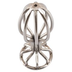   ANOS Metal (2,8 cm) - anální dildo z oceli v kleci (stříbrné)