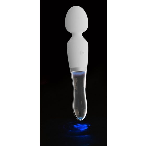 Liaison Wand - dobíjecí vibrátor LED ze silikonového skla (průsvitný-bílý)