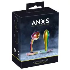 ANOS - kovový anální plug set - duhový - 2 ks