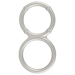   You2Toys - dvojitý silikonový kroužek na penis a varlata s kovovým efektem (stříbrný)