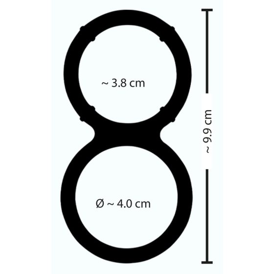 You2Toys - dvojitý silikonový kroužek na penis a varlata s kovovým efektem (stříbrný)