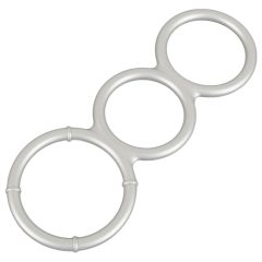  You2Toys - trojitý silikonový kroužek na penis a varlata s kovovým efektem (stříbrný)