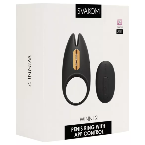 Svakom Winni 2 - vibrační erekční kroužek s aplikací a dálkovým ovládáním pro muže (černý)