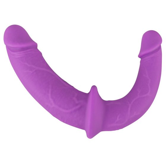 SMILE - dvojité dildo s páskovým spodním prádlem (fialovo-černé)