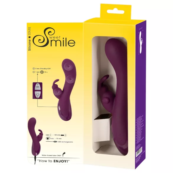 Smile - vibrátor s výběžkem na klitoris - 3 motory - dobíjecí - fialový