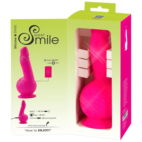 SMILE Powerful - dobíjecí vibrační dildo s přísavkou, 2 motory (růžové)