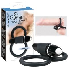   SWEET SMILE Skill – vibračný krúžok na penis a semenníky (čierny)