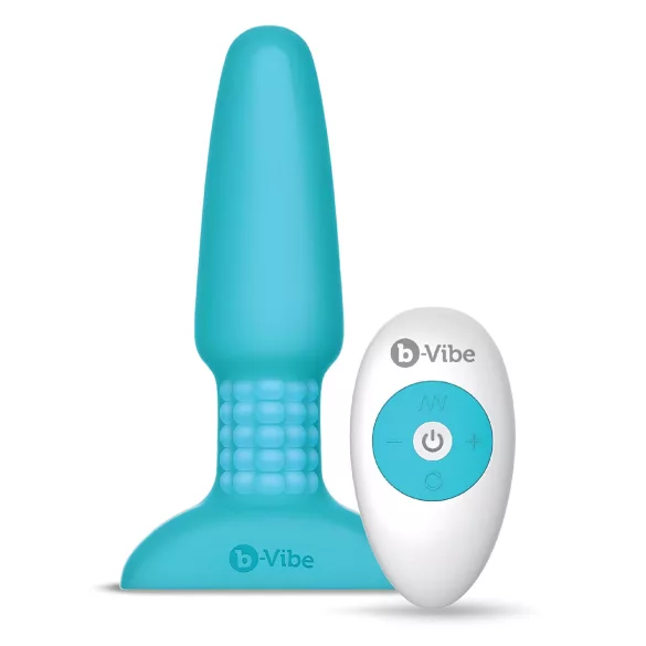 b-Vibe - anální vibrátor s rotujícími perlami - dobíjecí - tyrkysový