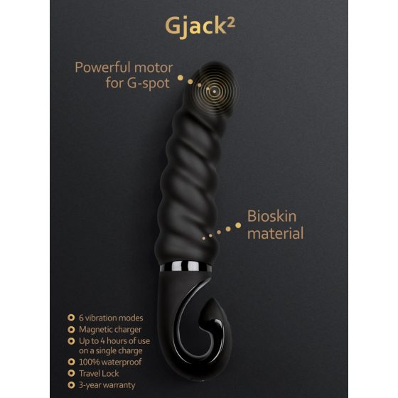 Gvibe G-jack 2-bateriový vodotěsný silikonový vibrátor (černý)