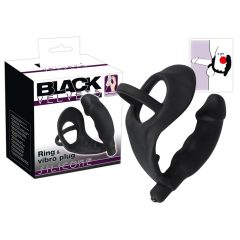  You2Toys Black Velvets Ring& Vibro Plug – krúžok na penis a semenníky s análným vibrátorom (čierny)