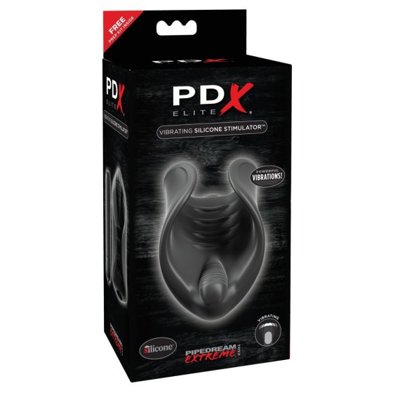 PDX Elite - silikonový vibrátor na penis (černý)