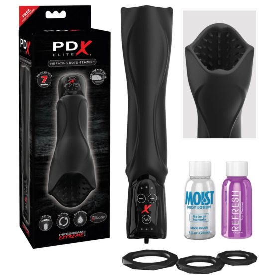 PDX Elite Roto Teazer - vibrační masturbátor (černý)